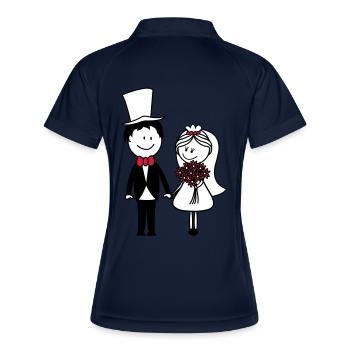 hochzeit - Frauen Polo atmungsaktiv - Navy/Weiß - Hinten