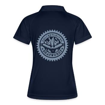 Projektleiter Bratwurst fürs BBQ - Frauen Polo atmungsaktiv - Navy/Weiß - Hinten