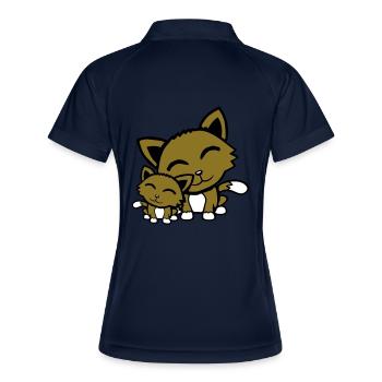 Katze Kätzchen Kind Familie Mama Papa Mutter Vater - Frauen Polo atmungsaktiv - Navy/Weiß - Hinten
