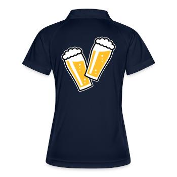 2 Biergläser Stoßen An (Bier / Willibecher / 3C) - Frauen Polo atmungsaktiv - Navy/Weiß - Hinten