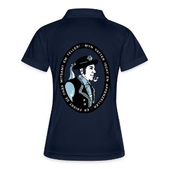 Appenzeller Spruch - Frauen Polo atmungsaktiv - Navy/Weiß - Hinten