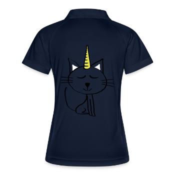 Chat dessin minou cadeau anniversaire Licorne - Polo respirant Femme - marine/blanc - Dos