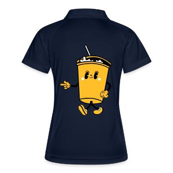 drink cartoon - Frauen Polo atmungsaktiv - Navy/Weiß - Hinten