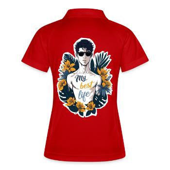 My best life - Polo respirant Femme - rouge/blanc - Dos