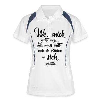 Wer mich nicht mag der muss halt noch ein bisschen - Frauen Polo atmungsaktiv - Weiß/Navy - Vorne