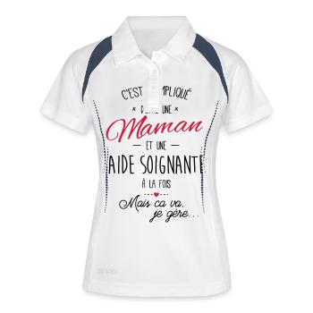 maman et Aide soignante - Polo respirant Femme - blanc/marine - Devant