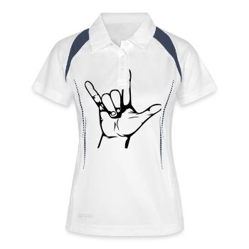 rock hand - Frauen Polo atmungsaktiv - Weiß/Navy - Vorne