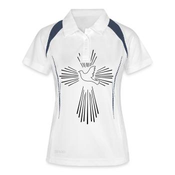 holy_ghost_01 - Frauen Polo atmungsaktiv - Weiß/Navy - Vorne