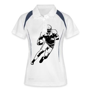 American Football Player - Frauen Polo atmungsaktiv - Weiß/Navy - Vorne