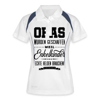 opas wahre helden - Frauen Polo atmungsaktiv - Weiß/Navy - Vorne