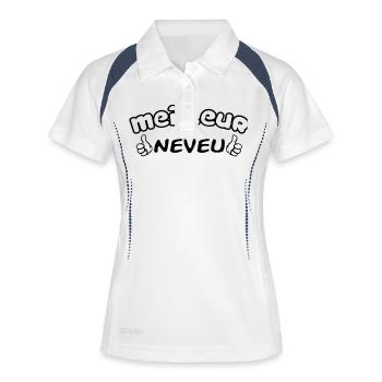 BESTER NEFFE - Frauen Polo atmungsaktiv - Weiß/Navy - Vorne
