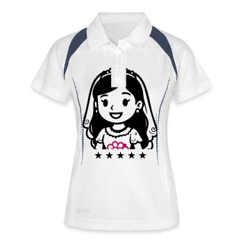Bande dessinée de mariée - Polo respirant Femme - blanc/marine - Devant