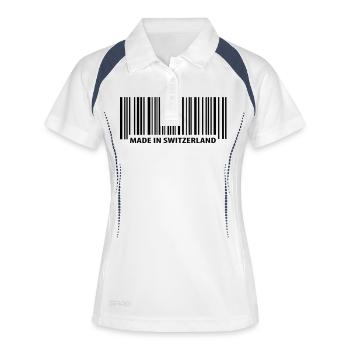Made in Switzerland - Frauen Polo atmungsaktiv - Weiß/Navy - Vorne