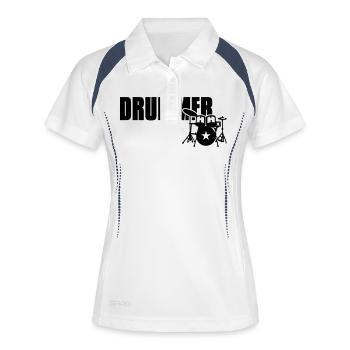 drummer - Frauen Polo atmungsaktiv - Weiß/Navy - Vorne