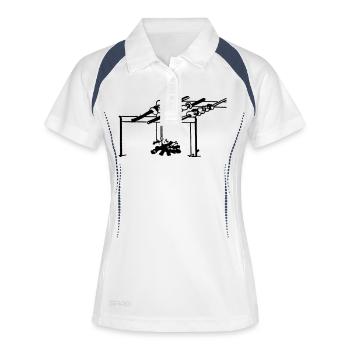 Barbecue, shish kebab, Russie - Polo respirant Femme - blanc/marine - Devant