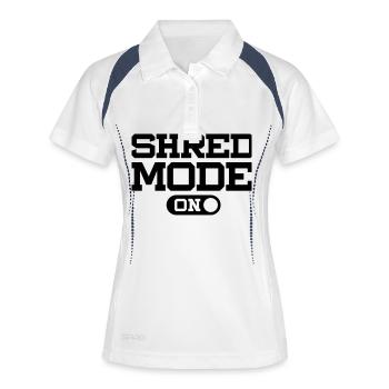 SHRED MODE ON - Frauen Polo atmungsaktiv - Weiß/Navy - Vorne