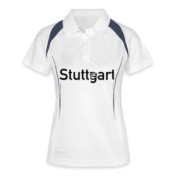Stuttgart city sign with Museum skyline - Women's Polo breathable - white/navy - Front