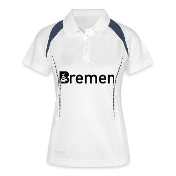 Panneau de la ville de Brême avec le musicien de la ville de Brême - Polo respirant Femme - blanc/marine - Devant