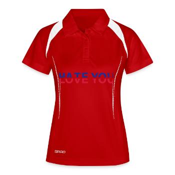 Hate Love You - Frauen Polo atmungsaktiv - Weiß/Navy - Vorne