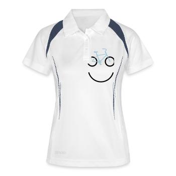bicycle smiley - Frauen Polo atmungsaktiv - Weiß/Navy - Vorne