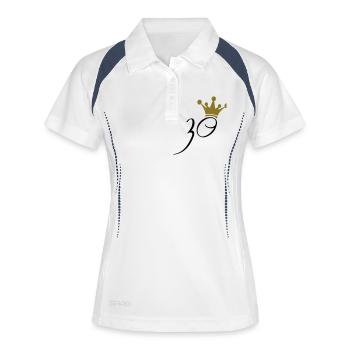 Krone König Königin 30 Prinzessin - Frauen Polo atmungsaktiv - Weiß/Navy - Vorne