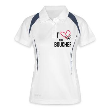 J'aime mon Boucher - Polo respirant Femme - blanc/marine - Devant