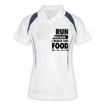 I Run Because I Really Like Food - Polo respirant Femme - blanc/marine - Devant