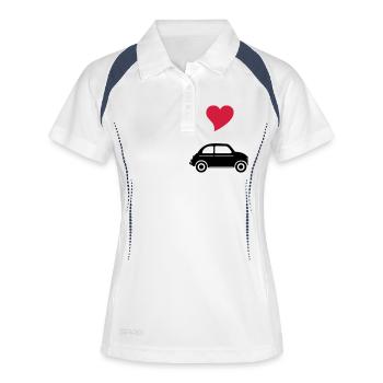 500 mit Herz - Frauen Polo atmungsaktiv - Weiß/Navy - Vorne