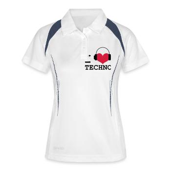 I Love Techno! - Frauen Polo atmungsaktiv - Weiß/Navy - Vorne
