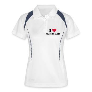 I Love Mom & Dad - Frauen Polo atmungsaktiv - Weiß/Navy - Vorne