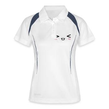kawaii_face_7 - Frauen Polo atmungsaktiv - Weiß/Navy - Vorne