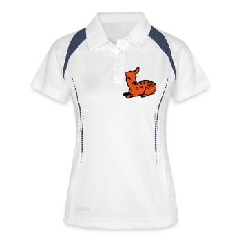 Hirsche reh - Frauen Polo atmungsaktiv - Weiß/Navy - Vorne