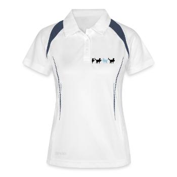 4 chats amis équipe quatre pattes mains bienvenue - Polo respirant Femme - blanc/marine - Devant
