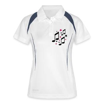 Noten - Musik - Frauen Polo atmungsaktiv - Weiß/Navy - Vorne