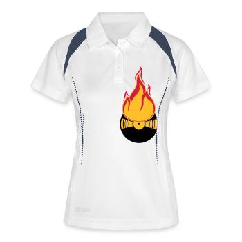 dj party celebrate club disco music dance vinyl plat - Women's Polo breathable - white/navy - Front