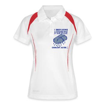 bretagne jour pluie nuage demain aussi 1 - Polo respirant Femme - blanc/marine - Devant