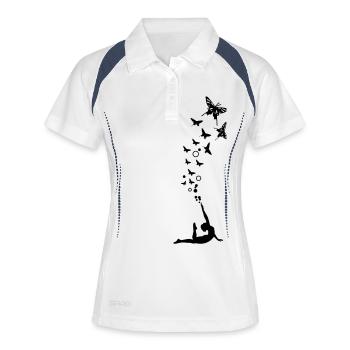 Schmetterling Tanz - Frauen Polo atmungsaktiv - Weiß/Navy - Vorne