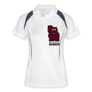 Mich laust der Biber - Frauen Polo atmungsaktiv - Weiß/Navy - Vorne