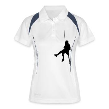 klettern_6_1f_ - Frauen Polo atmungsaktiv - Weiß/Navy - Vorne