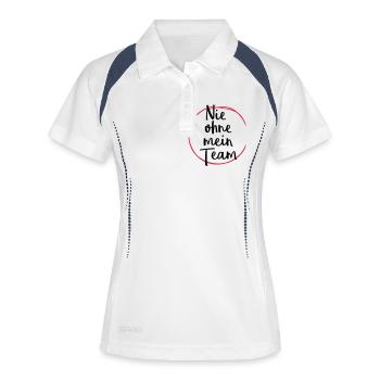 nie ohne mein team design - Frauen Polo atmungsaktiv - Weiß/Navy - Vorne