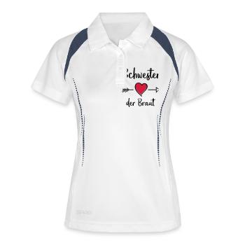 schwester der braut - Frauen Polo atmungsaktiv - Weiß/Navy - Vorne