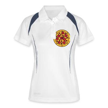 cut pieces pieces pizza round big comic cartoon cl - Women's Polo breathable - white/navy - Front