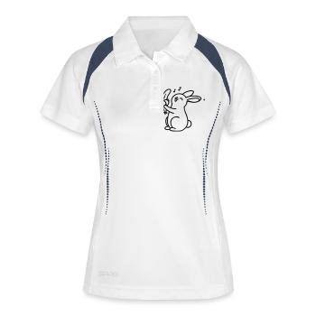 lapin chantant à la banane - Polo respirant Femme - blanc/marine - Devant