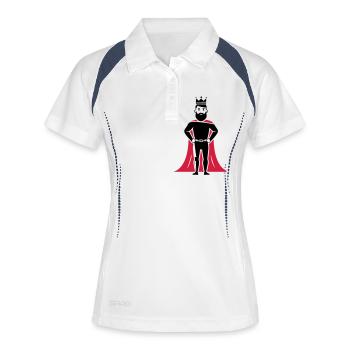 König - Frauen Polo atmungsaktiv - Weiß/Navy - Vorne