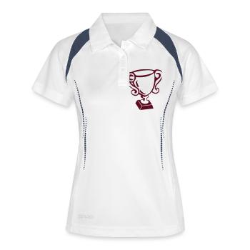Pokal - Geburtstag - Frauen Polo atmungsaktiv - Weiß/Navy - Vorne