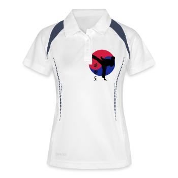 Taekwondo-Kick - Frauen Polo atmungsaktiv - Weiß/Navy - Vorne