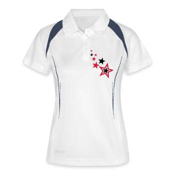Sterne - Frauen Polo atmungsaktiv - Weiß/Navy - Vorne