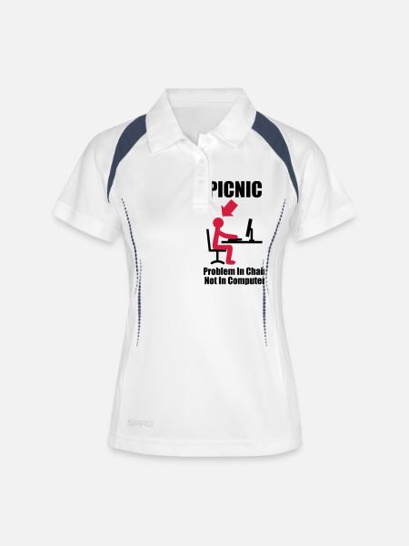 PICNIC - Problem in Chair, not in Computer - - Women's Polo breathable - white/navy