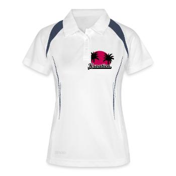 Kroatien - Frauen Polo atmungsaktiv - Weiß/Navy - Vorne