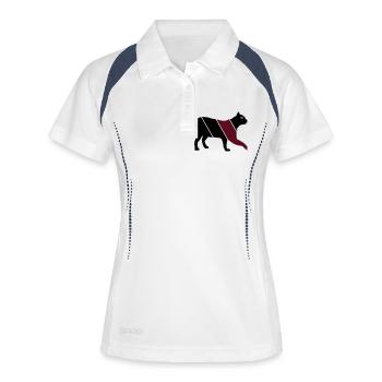 katze 1 - Frauen Polo atmungsaktiv - Weiß/Navy - Vorne